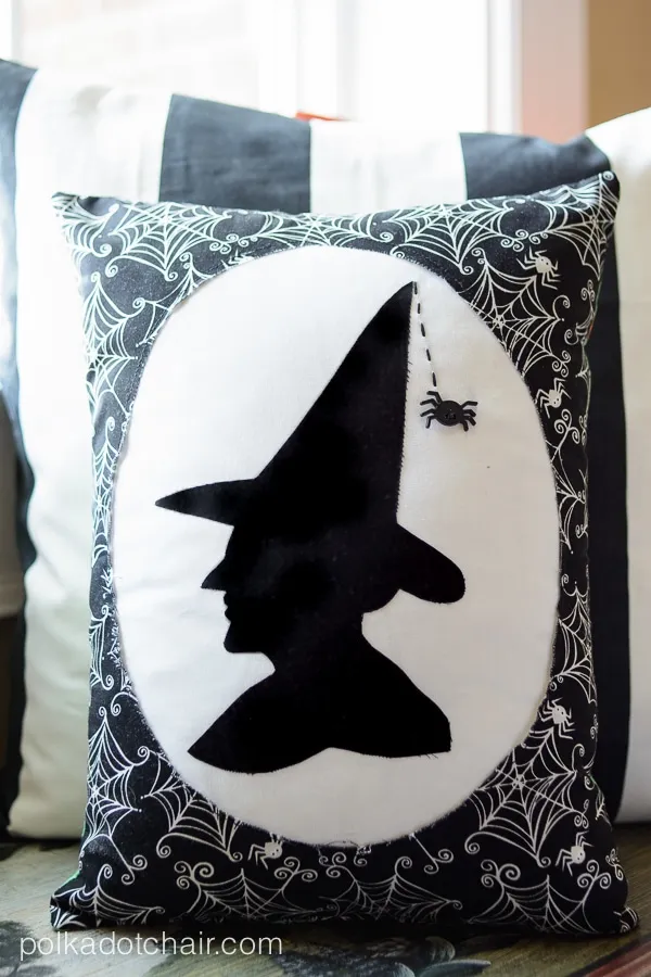 Halloween sewing pattern – witch silhouette pillow
