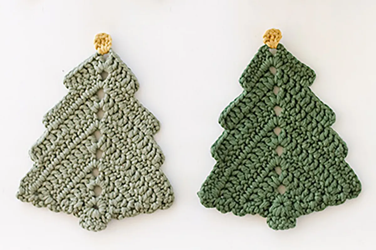 Drops free crochet Christmas tree coasters