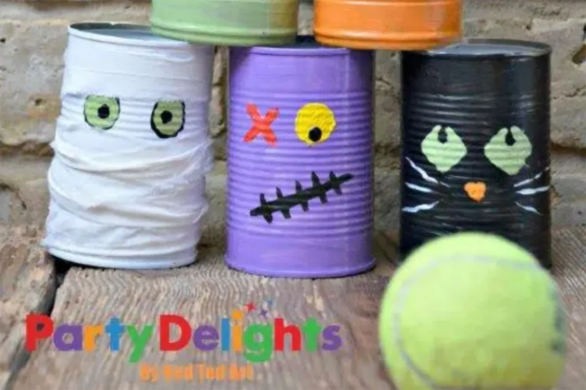 Halloween Crafts for Kids TIn can bowling