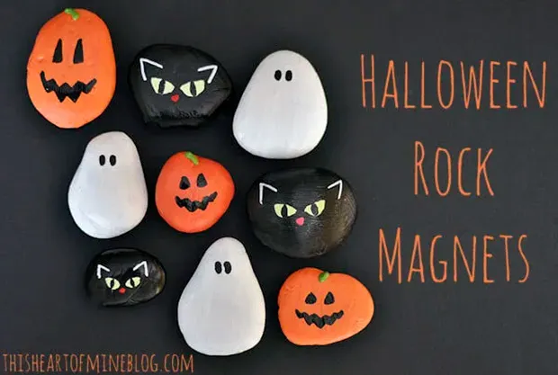 Halloween crafts for kids Rock magnets