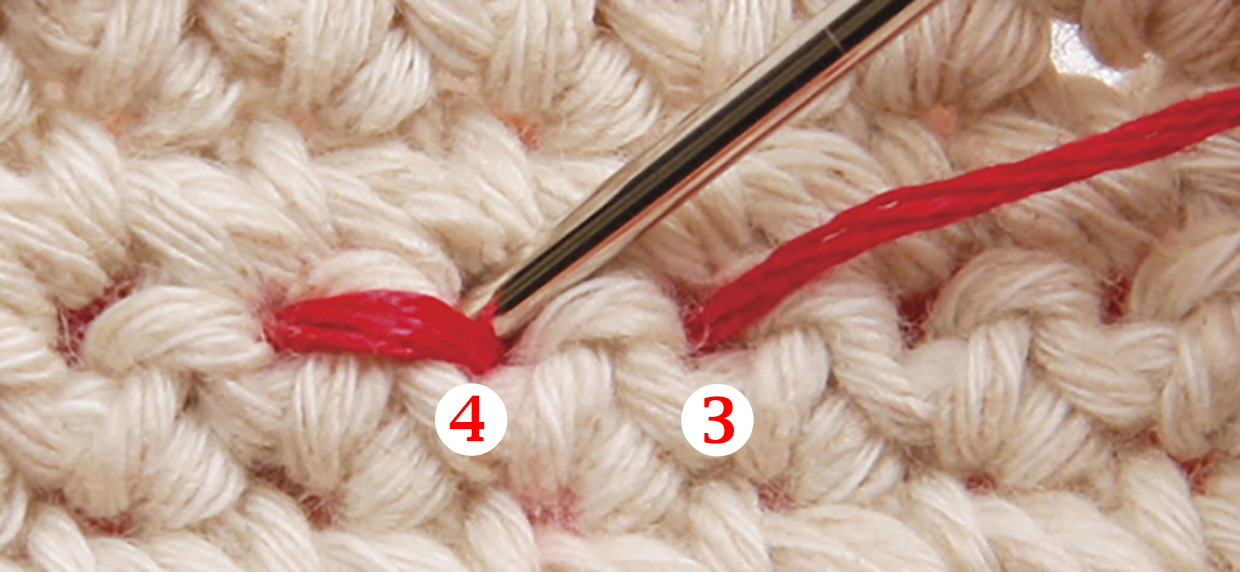 How to backstitch on crochet step 02