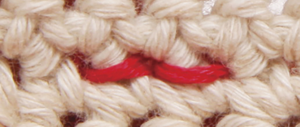 How to backstitch on crochet step 03