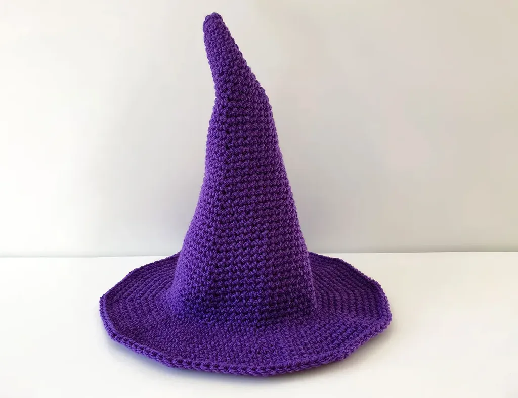 Purple crochet witch hat