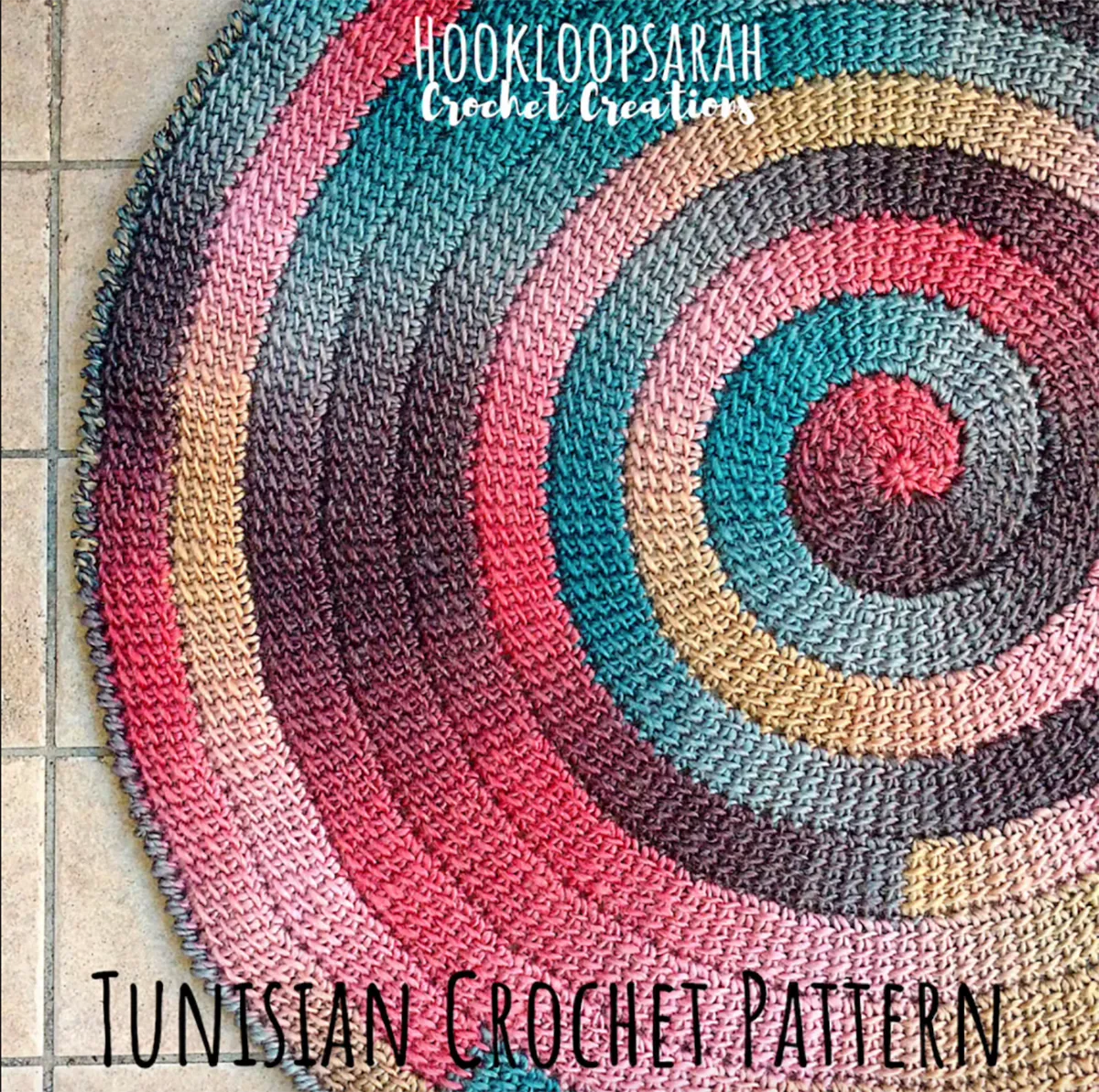 Spiral rug Tunisian crochet pattern