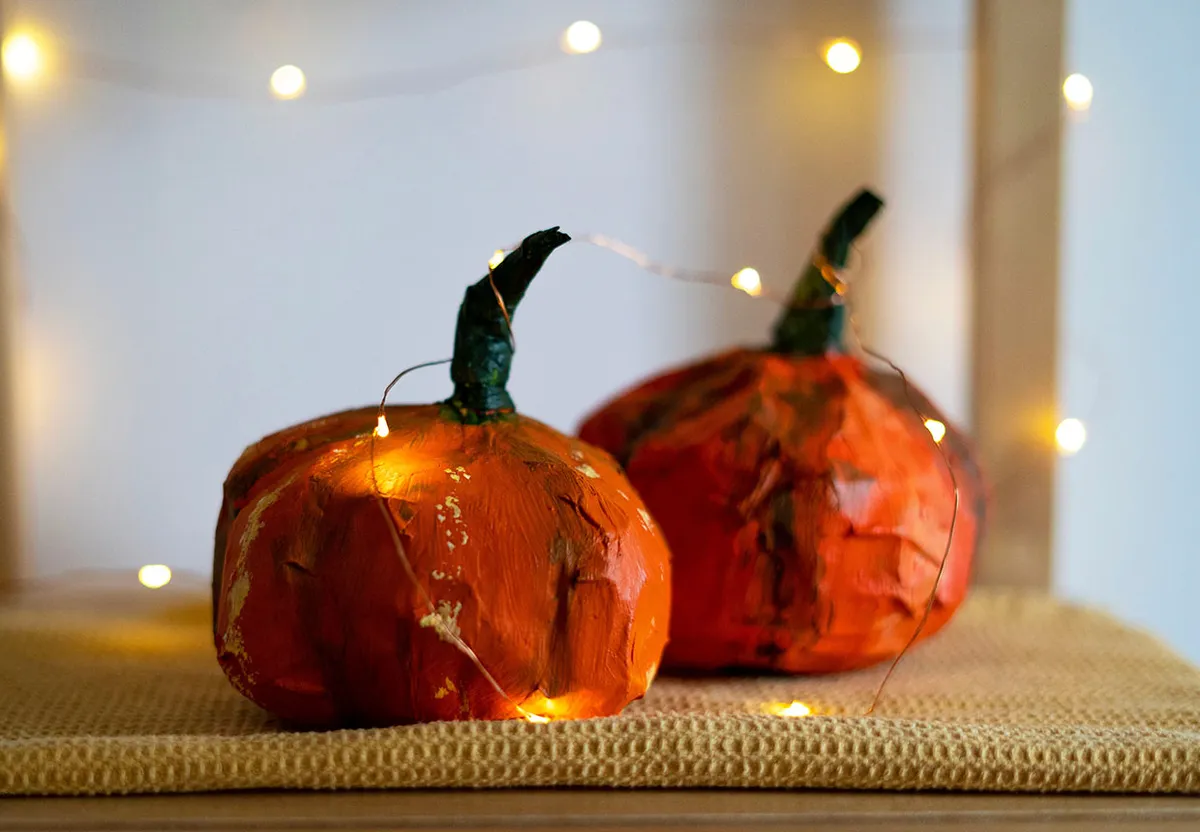 Halloween art projects – paper mache pumpkins