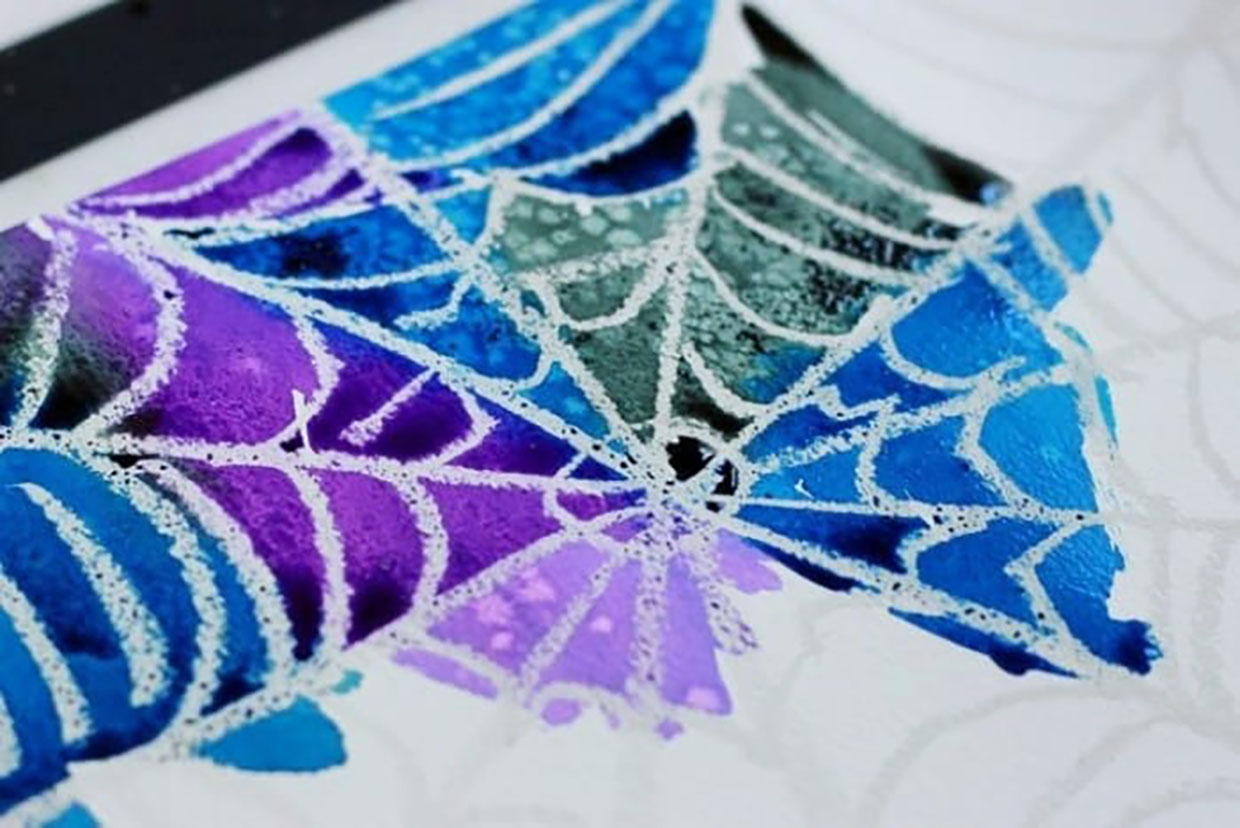 Halloween art projects – wax resist spider’s web