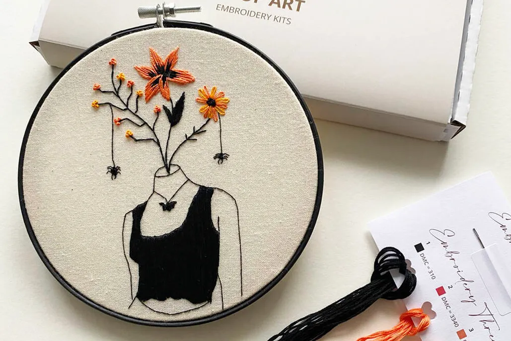 Halloween Themed Embroidery Kit with Patterns and Instructions
