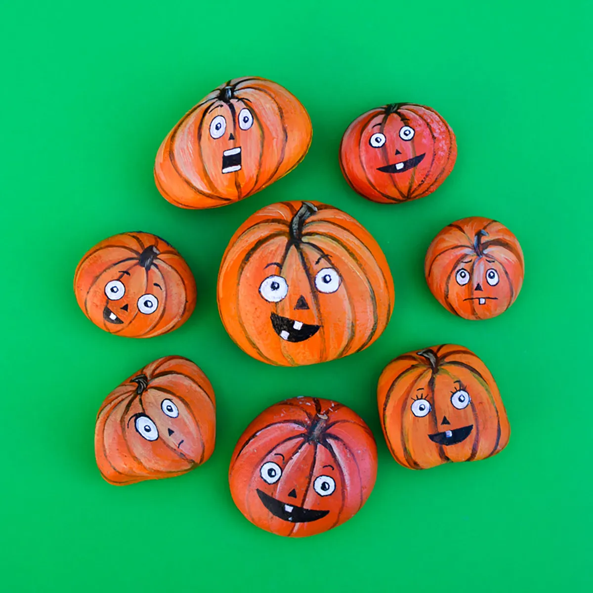 Halloween rock painting ideas – pumpkins from Adventure In A Box