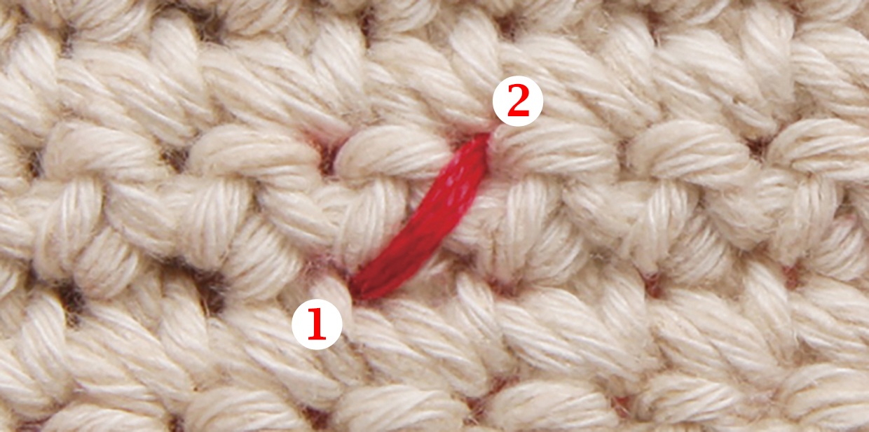 how to cross stitch on crochet step 01