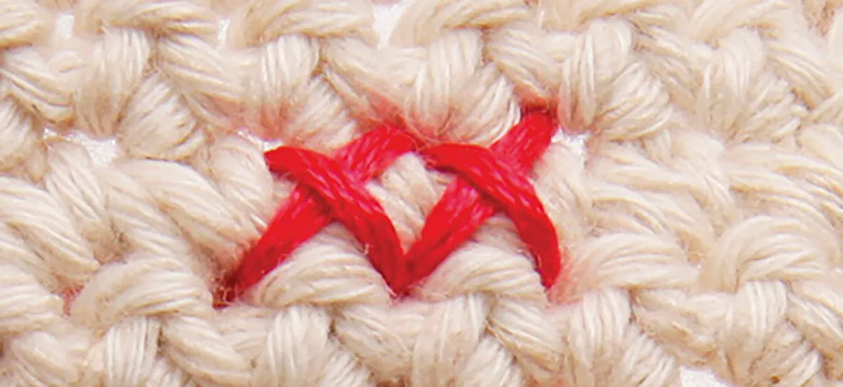 one row cross stitch on crochet