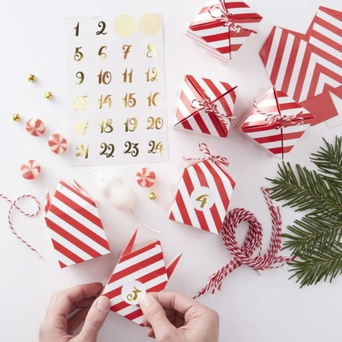 Candy cane boxes advent calendar kit