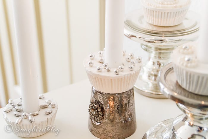 Cupcake candle holders made with plaster of Paris by Songbird Blog
