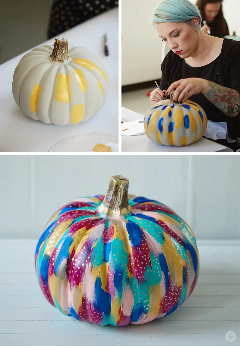 Easy Pumpkin Painting ideas multicoloured pumpkins