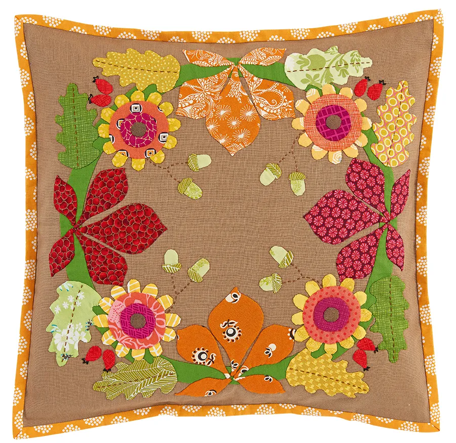 Fall Applique Designs cushion flay lay