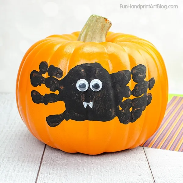 Handprint pumpkin painting ideas for kids