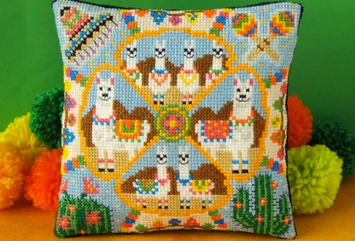 llama cross stitch cushion kit