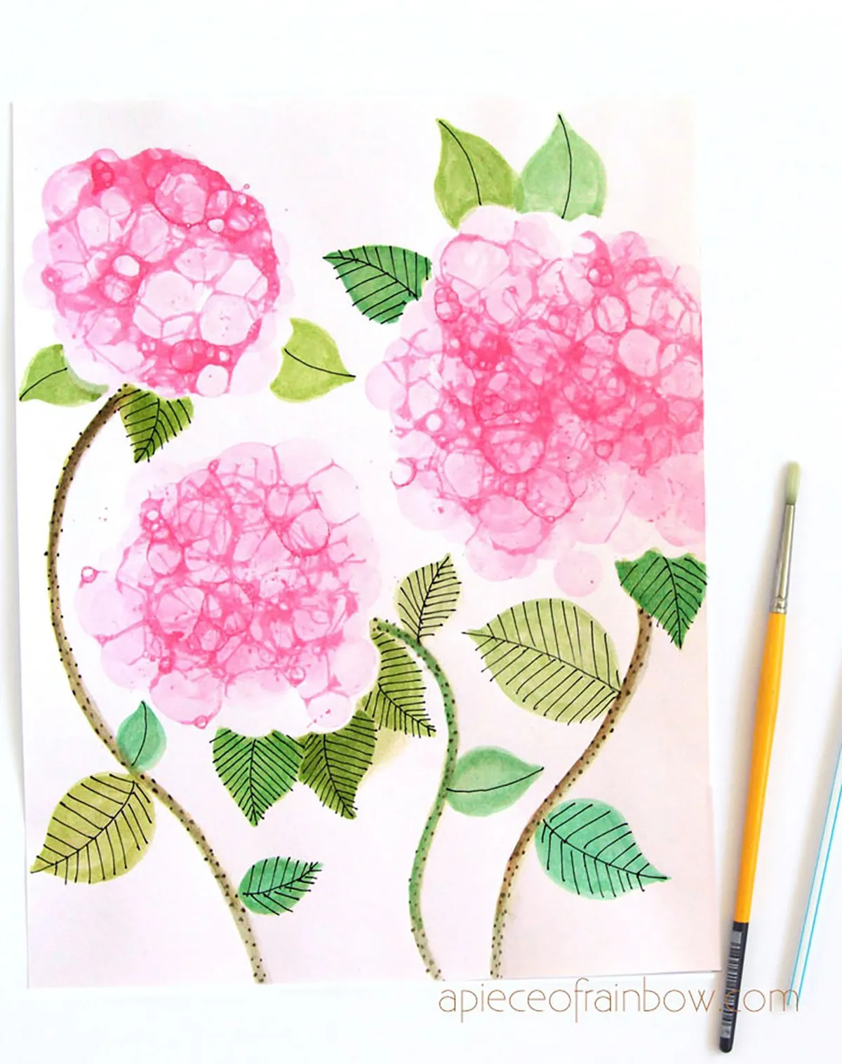 Easy acrylic painting ideas – bubble flowers