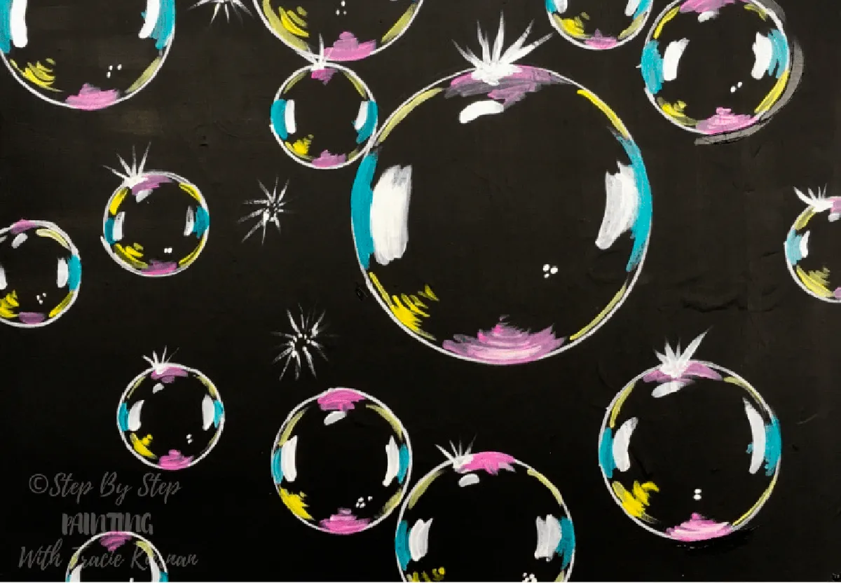 Easy acrylic painting ideas – bubbles