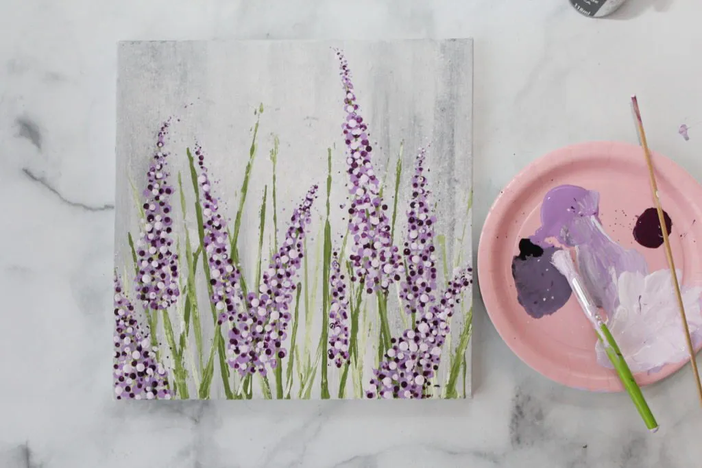 Easy acrylic painting ideas – lavender flowers