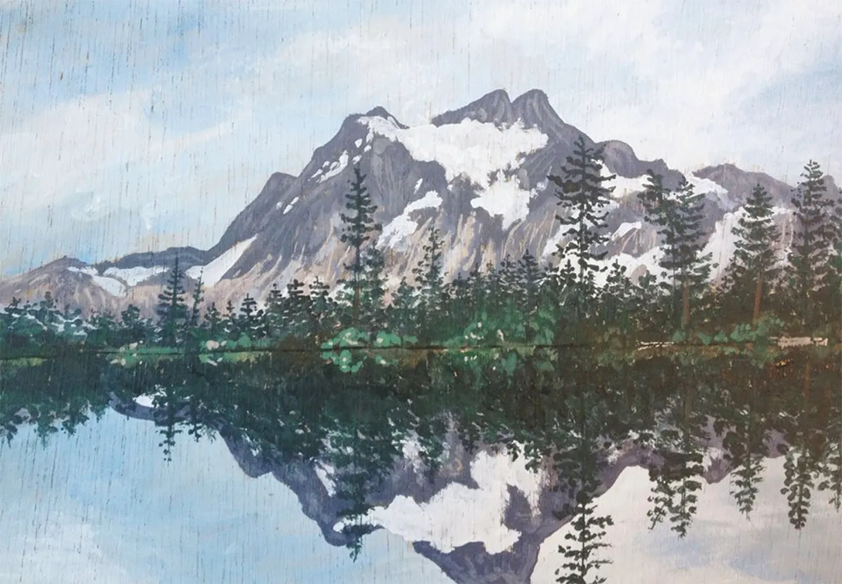 Easy acrylic painting ideas – mountain scene