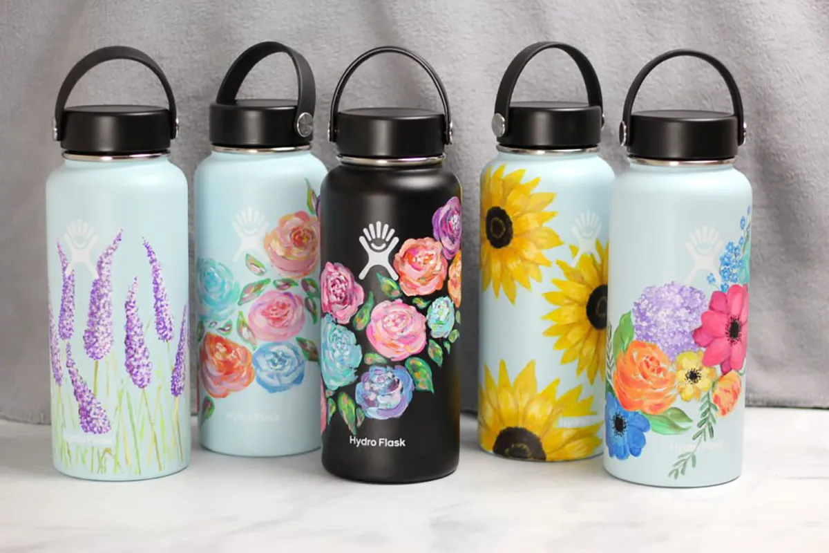 Easy acrylic painting ideas – water bottle