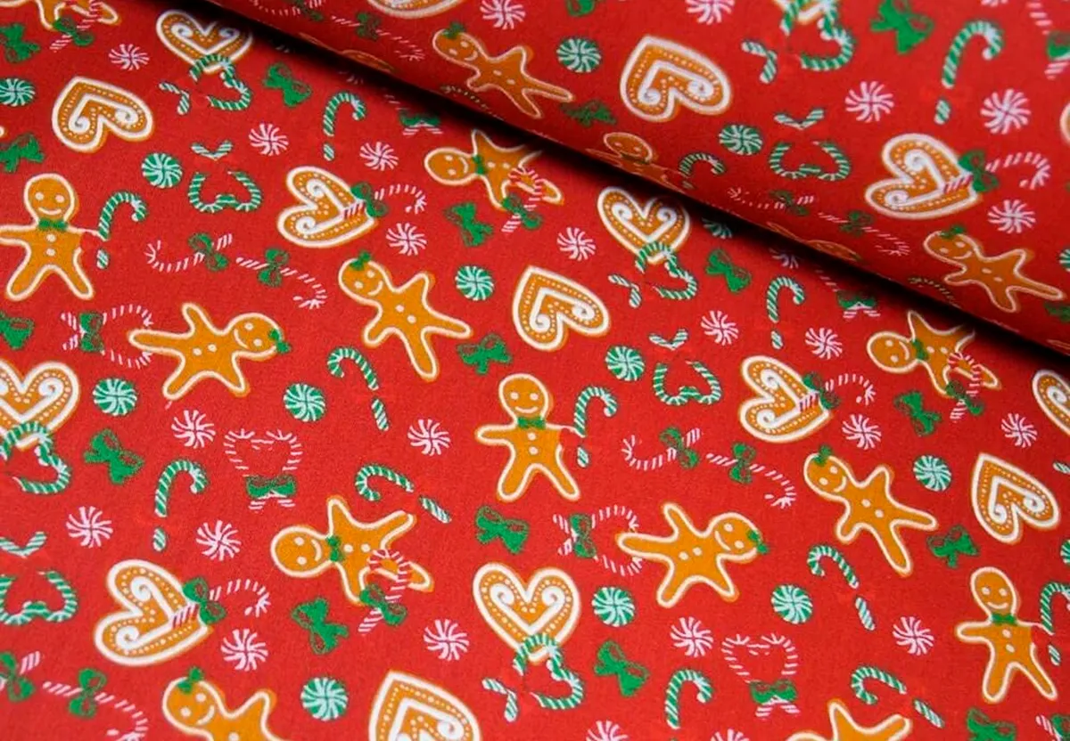 Gingerbread Christmas hearts fabric