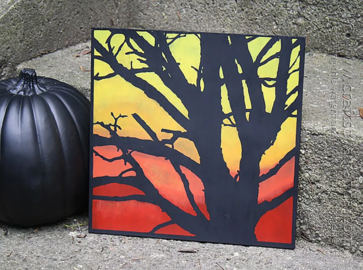 Halloween art projects – spooky tree painting