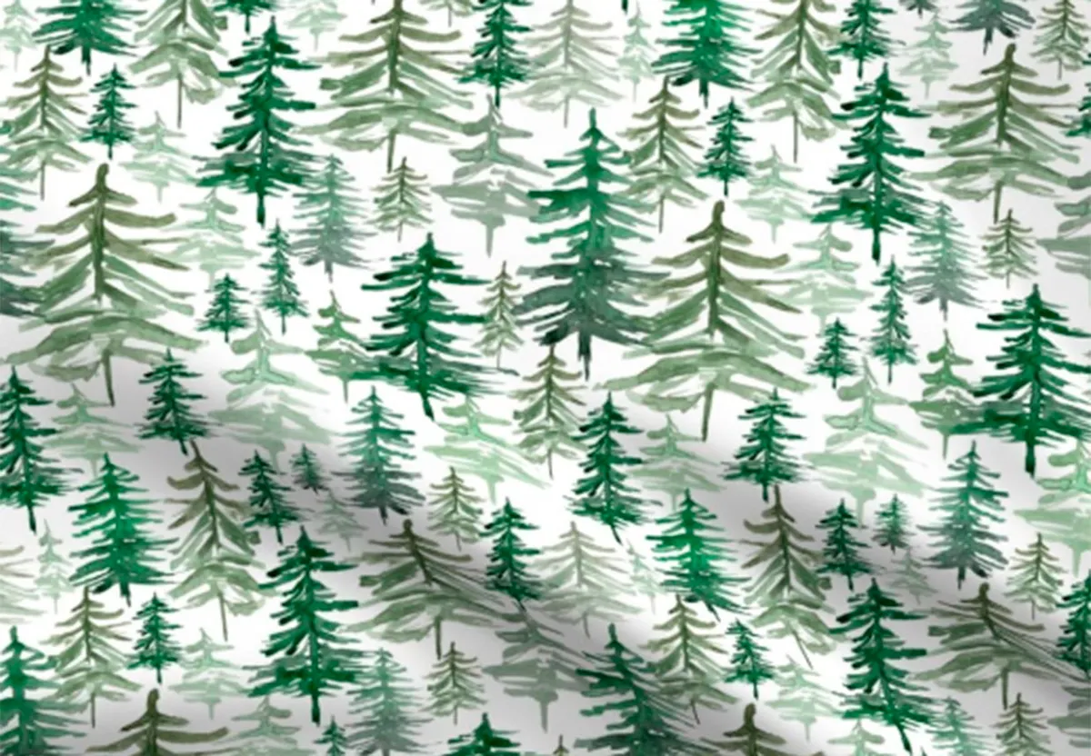 Retro Christmas trees fabric