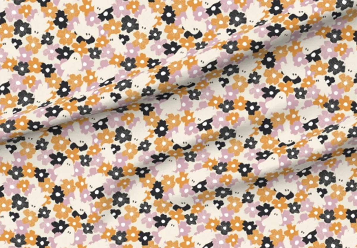 Spooky Halloween floral fabric