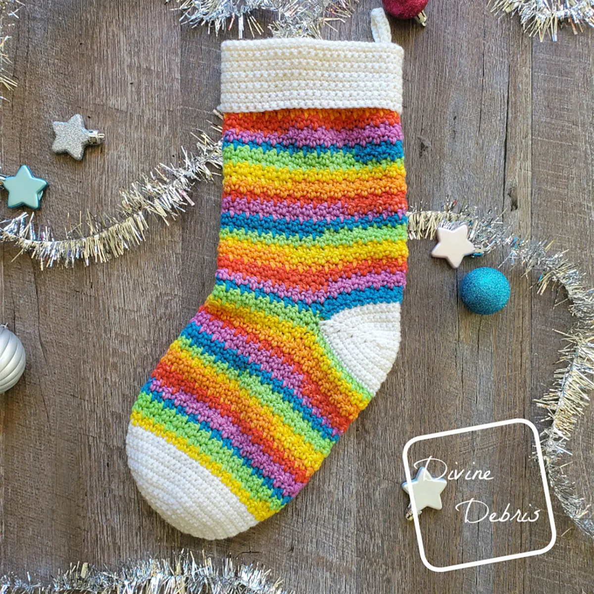Devine Debris Free Crochet CHristmas stocking pattern