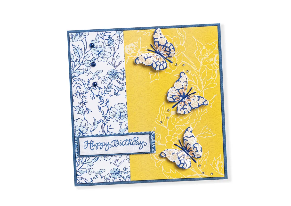 Free Chinoiserie paper collection - Happy Birthday card 1