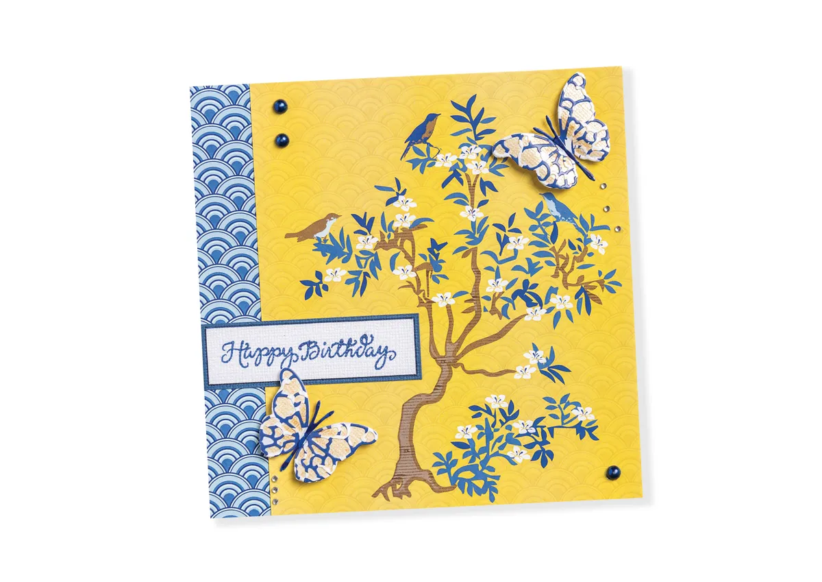 Free Chinoiserie paper collection - Happy Birthday card 3