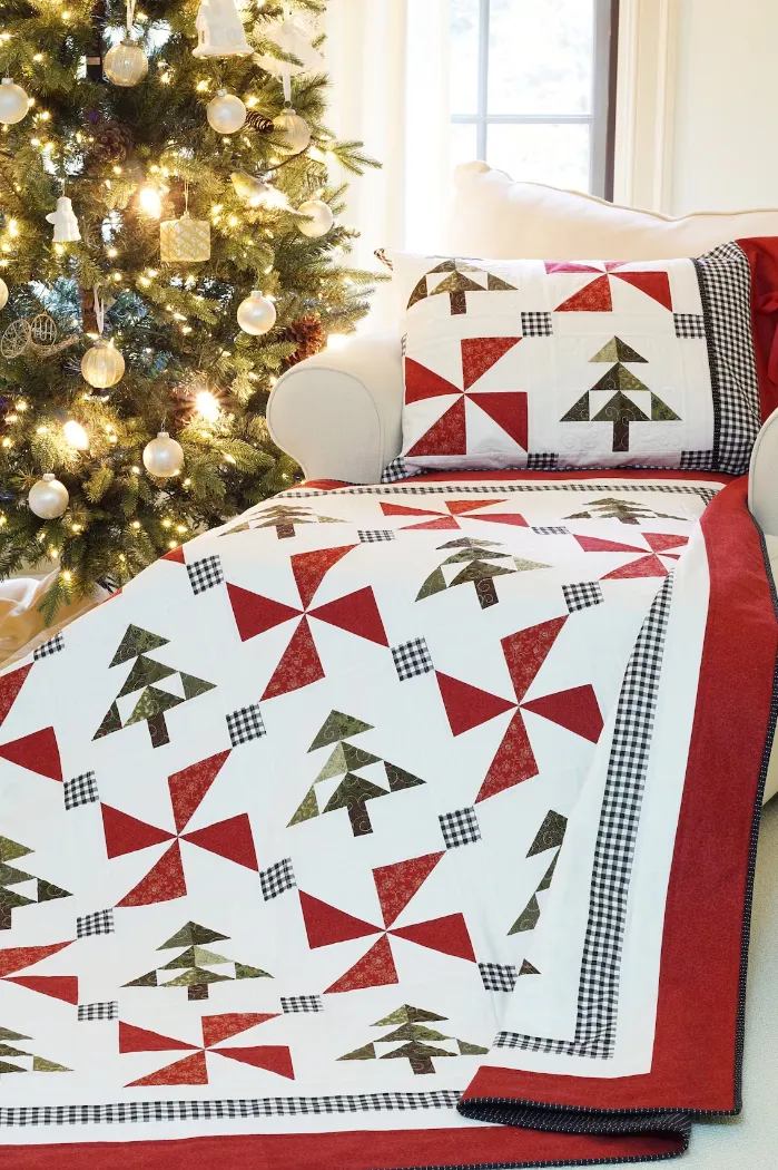 Evergreen Christmas quilt pattern and pillow shams
