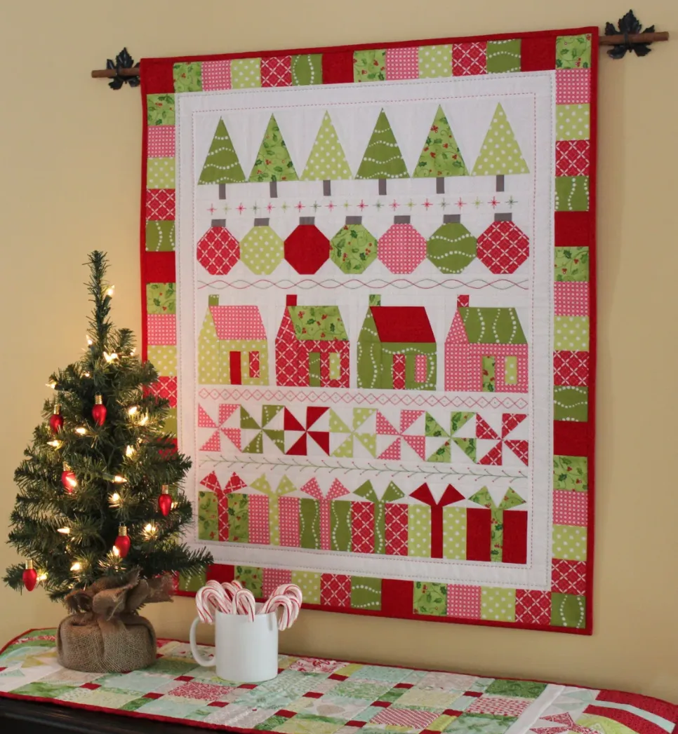 Merry and bright Christmas village quilt pattern