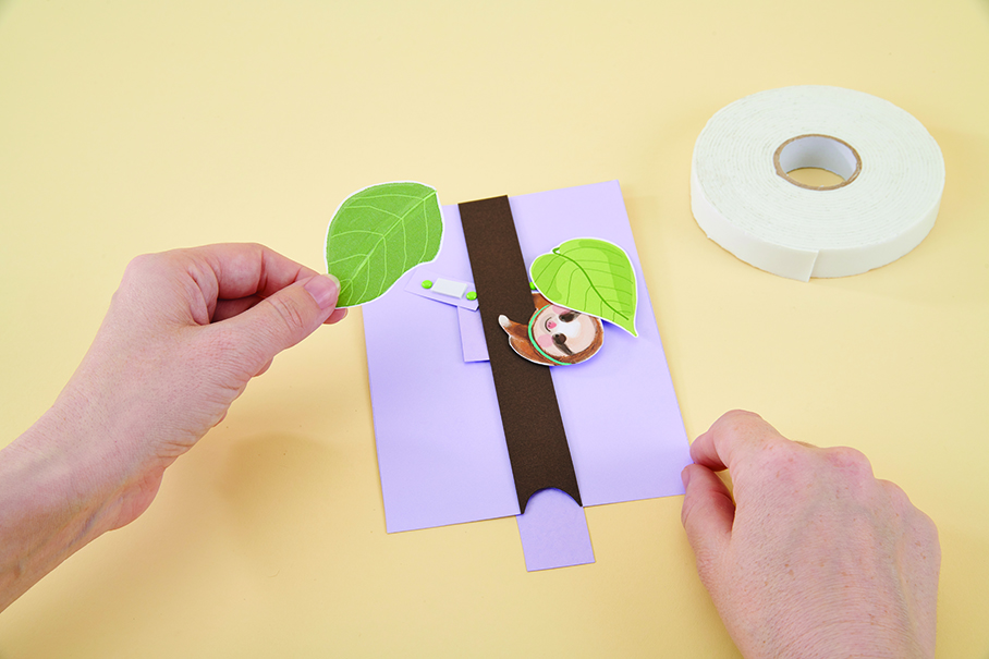 How to make a pop-up sloth card – step 6
