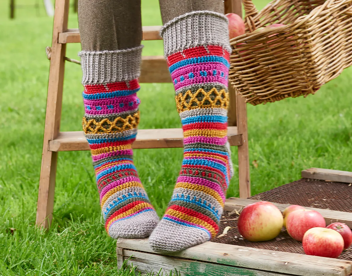 colourwork socks crochet pattern