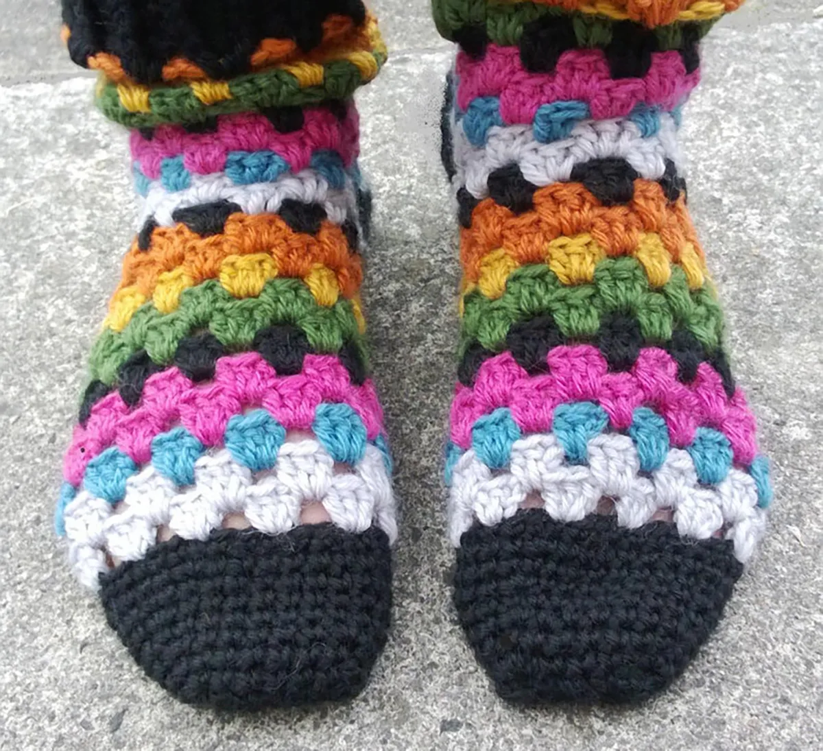 granny stripe crochet socks pattern