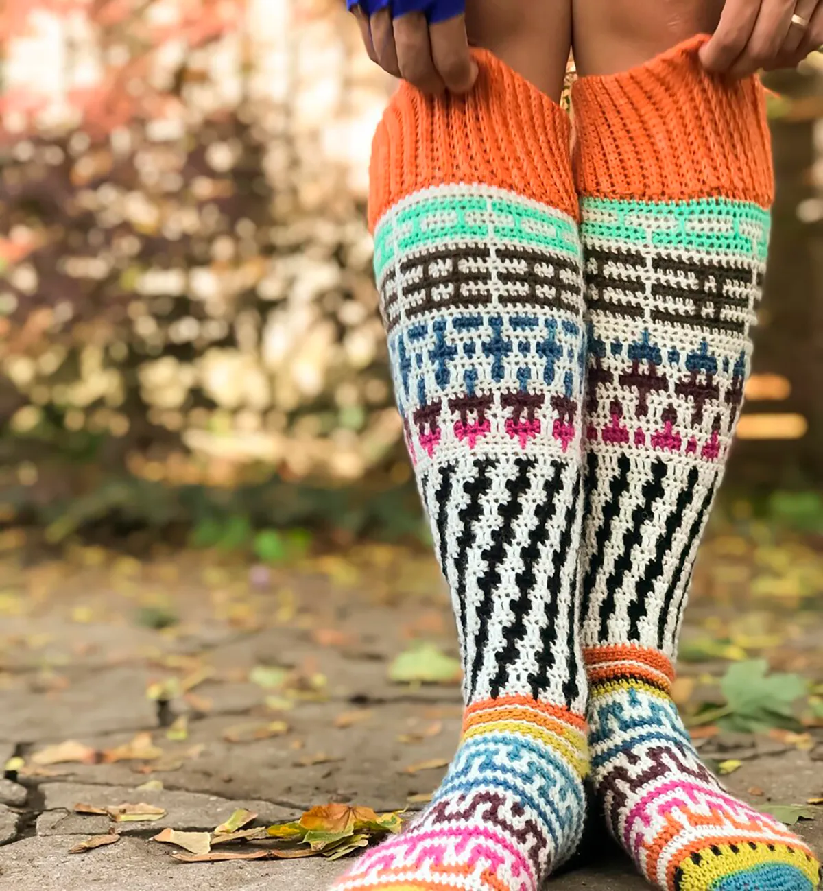 mosaic crochet socks pattern
