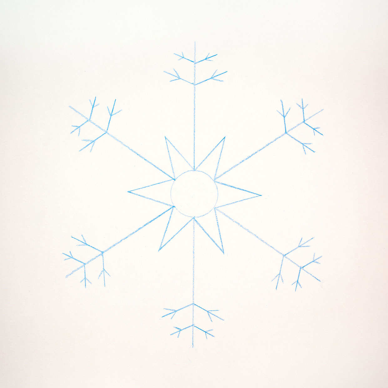 Snowflake drawing part 1 step 4