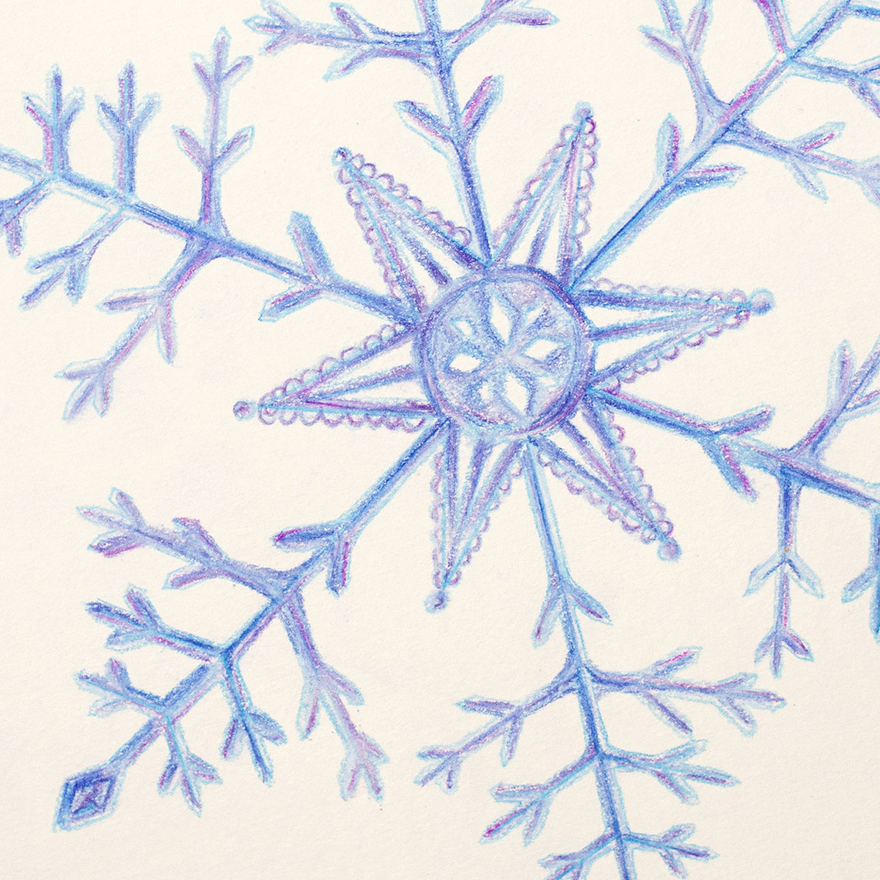 Snowflake drawing part 2 step 4