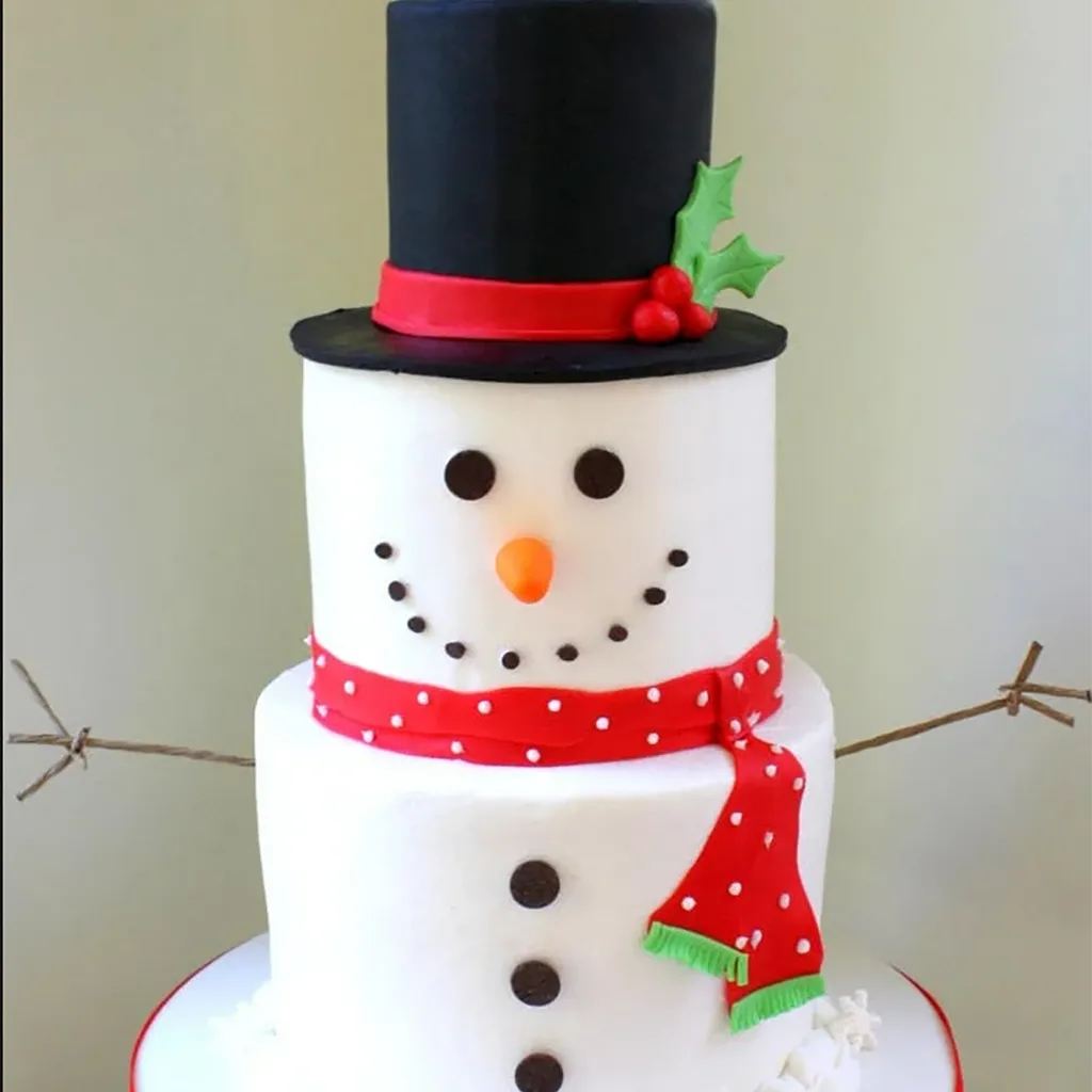 tiered snowman cake