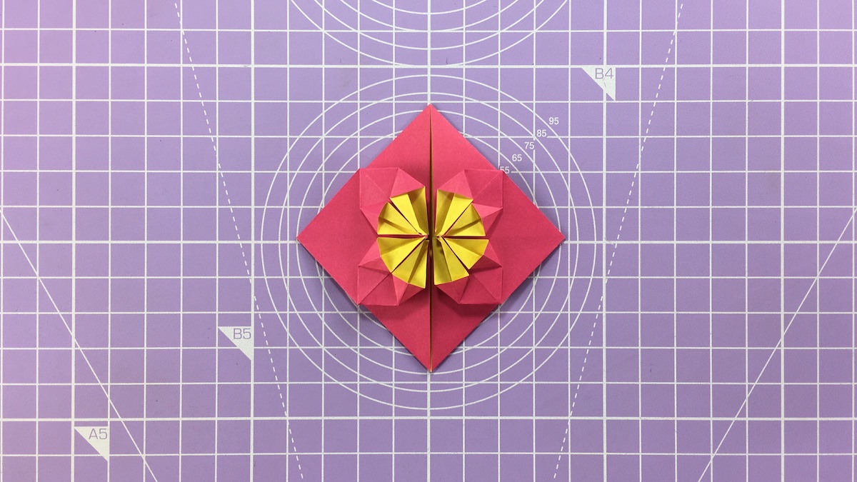 How to make an blossom origami heart – step 13