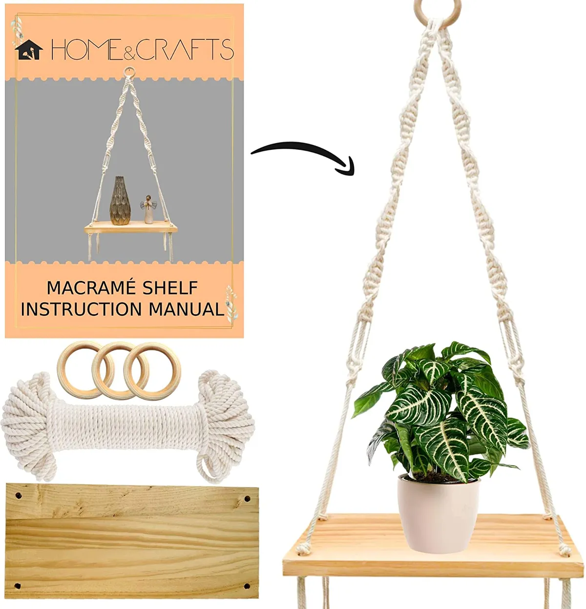 Macrame Kit Hanging Shelf