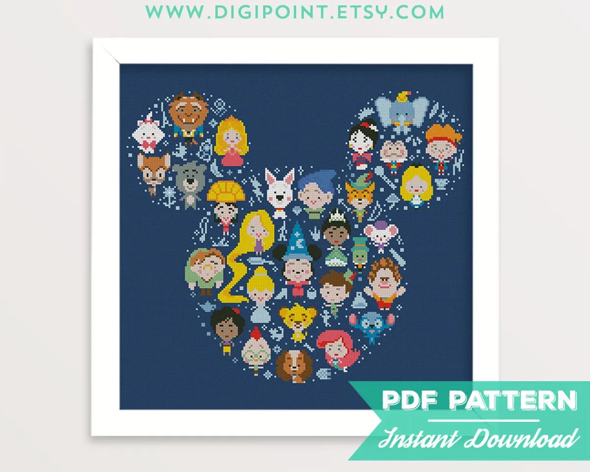 30 Disney cross stitch kits & patterns - Gathered