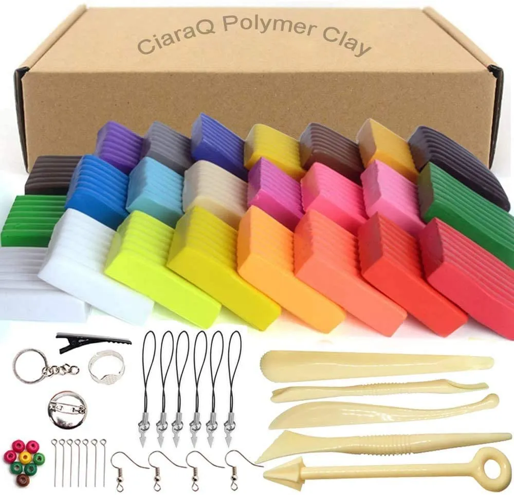CiaraQ Polymer Clay Starter Kit with Sculpting Tools, 50 Colors Oven Bake  Modeling Clay for Kids and Beginners