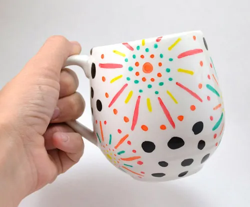Dashes and dot designs pottery painting ideas