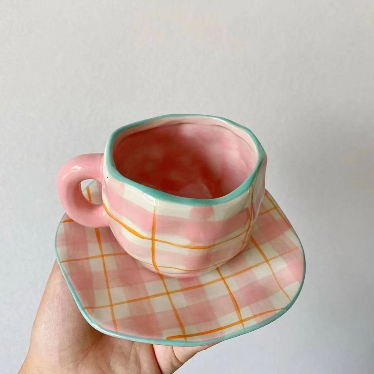 Gingham pottery painting ideas