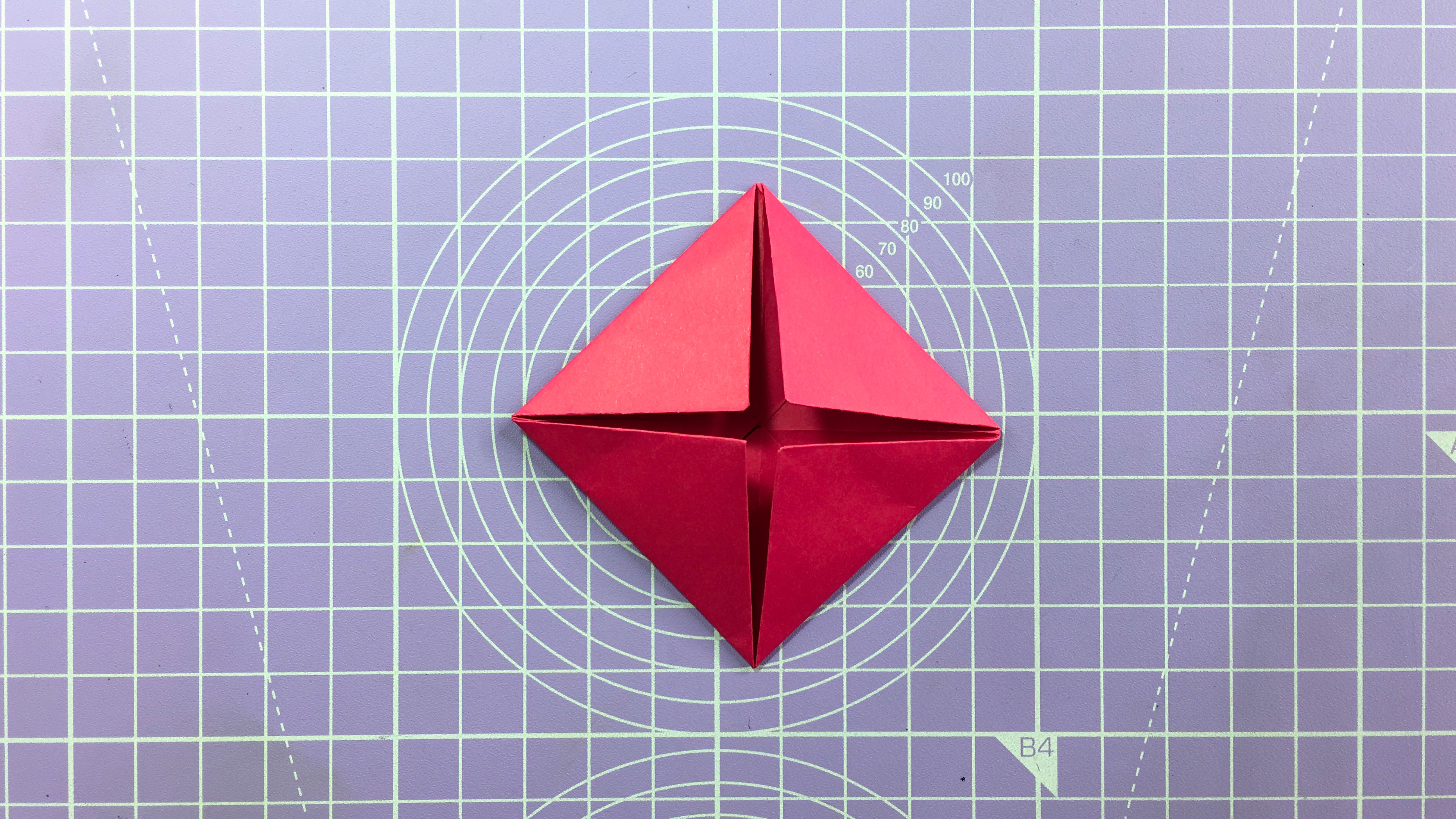 How to make an easy origami rose – step 4b