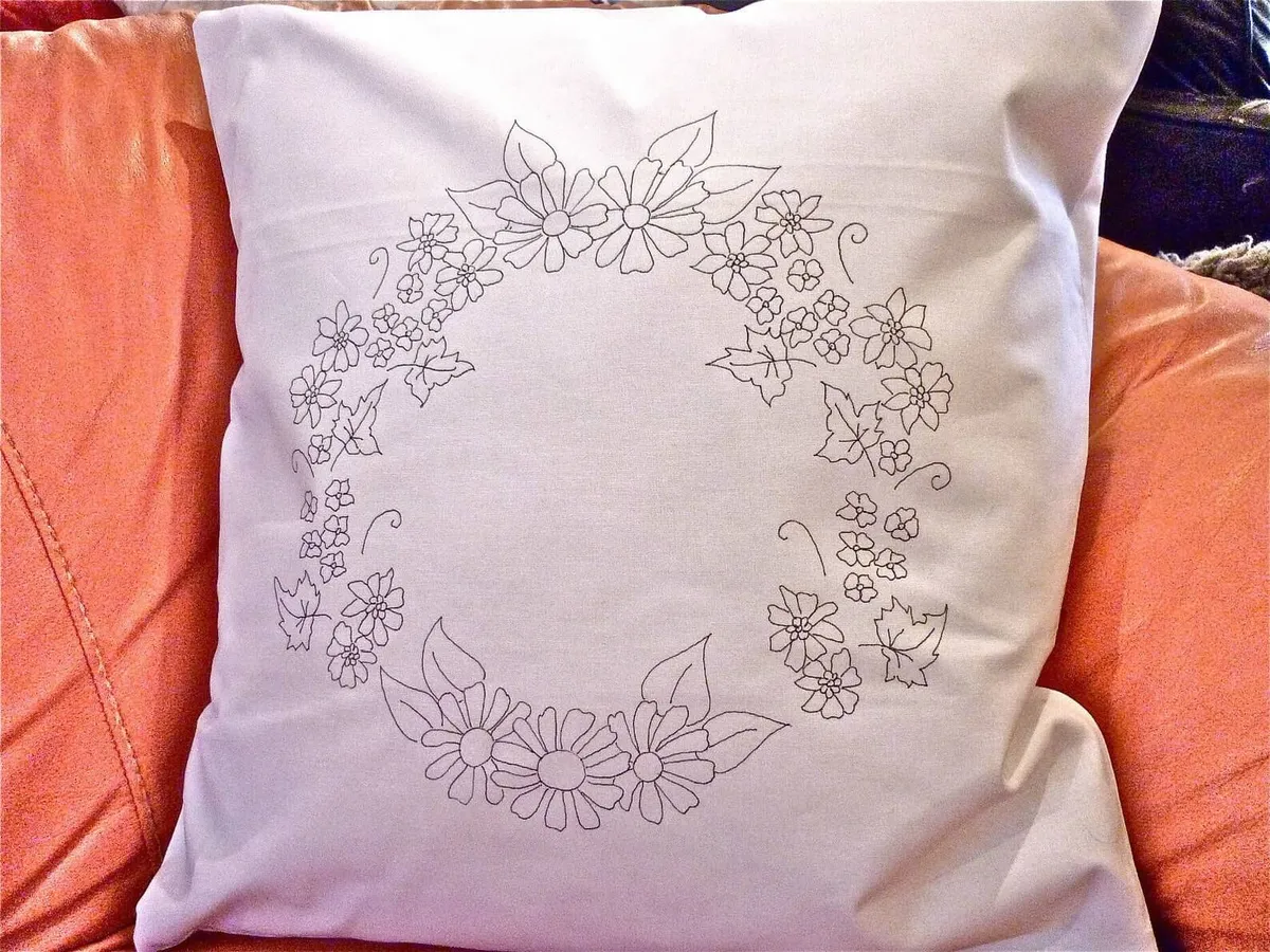 embroidered cushion kit floral
