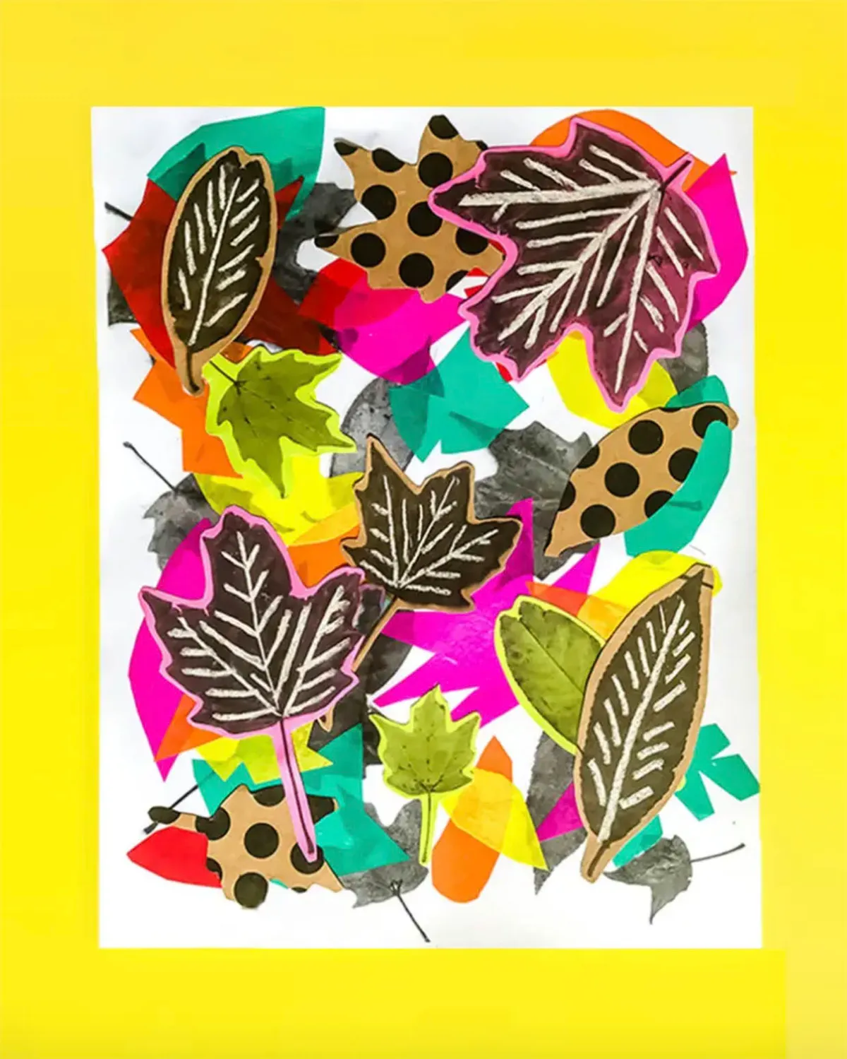 Mixed media leaf collage